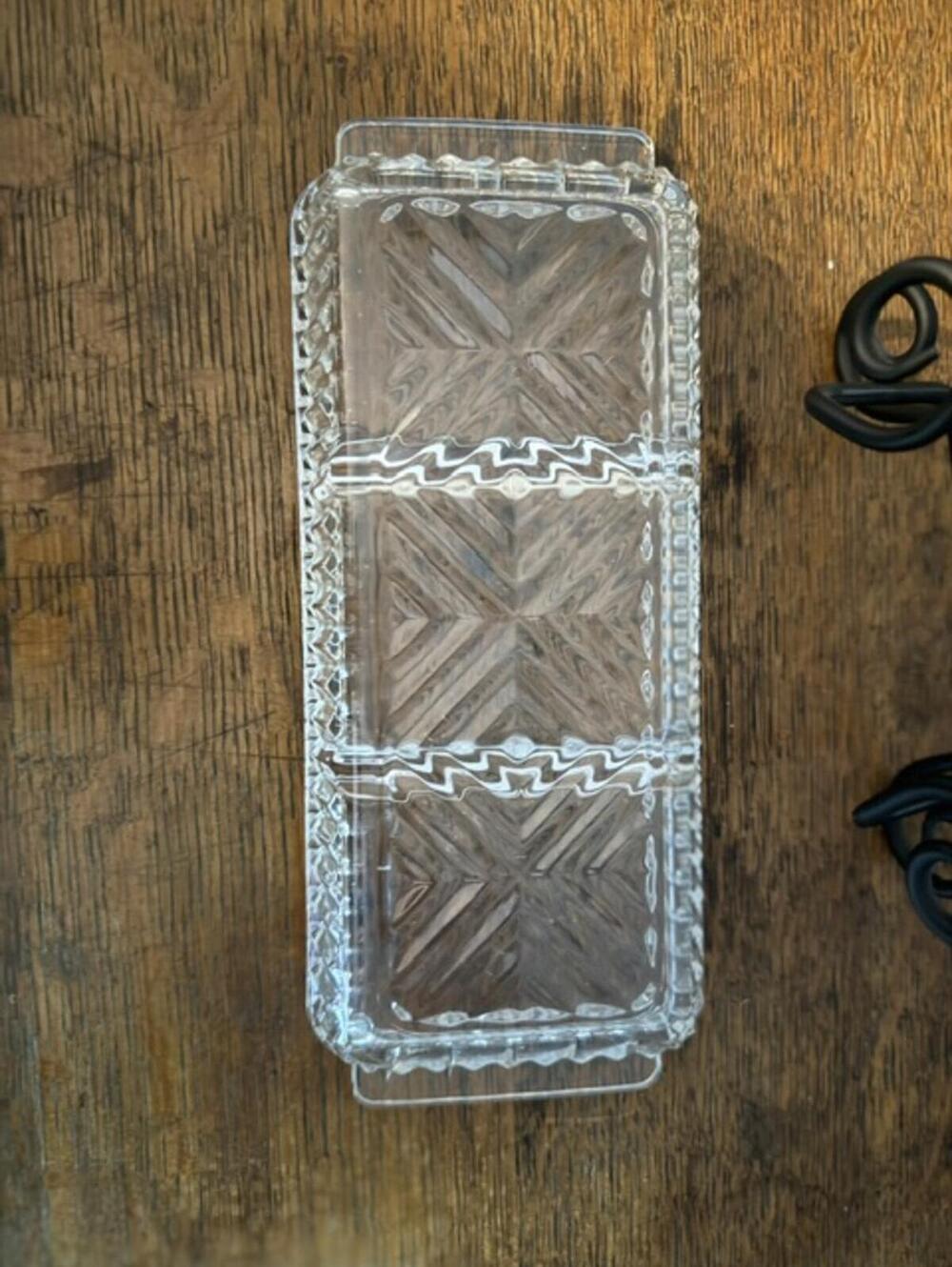 Vintage Clear Glass Divided Serving Tray